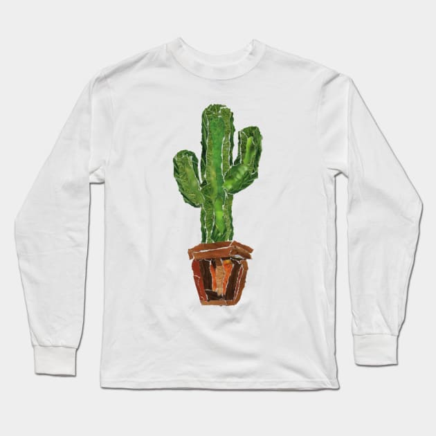 Saguaro Cactus Collage Long Sleeve T-Shirt by JenPolegattoArt